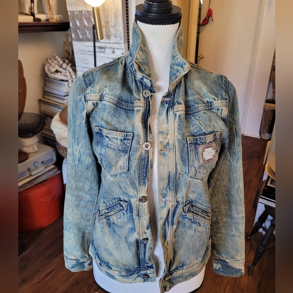 D&G Blue Distressed Denim Jacket with Silver Accents - Picture 1 of 5
